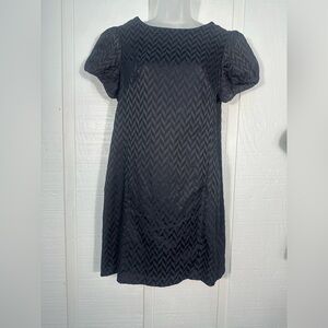 GO International Black Chevron Pattern Puff Sleeve Dress Size 13 EUC